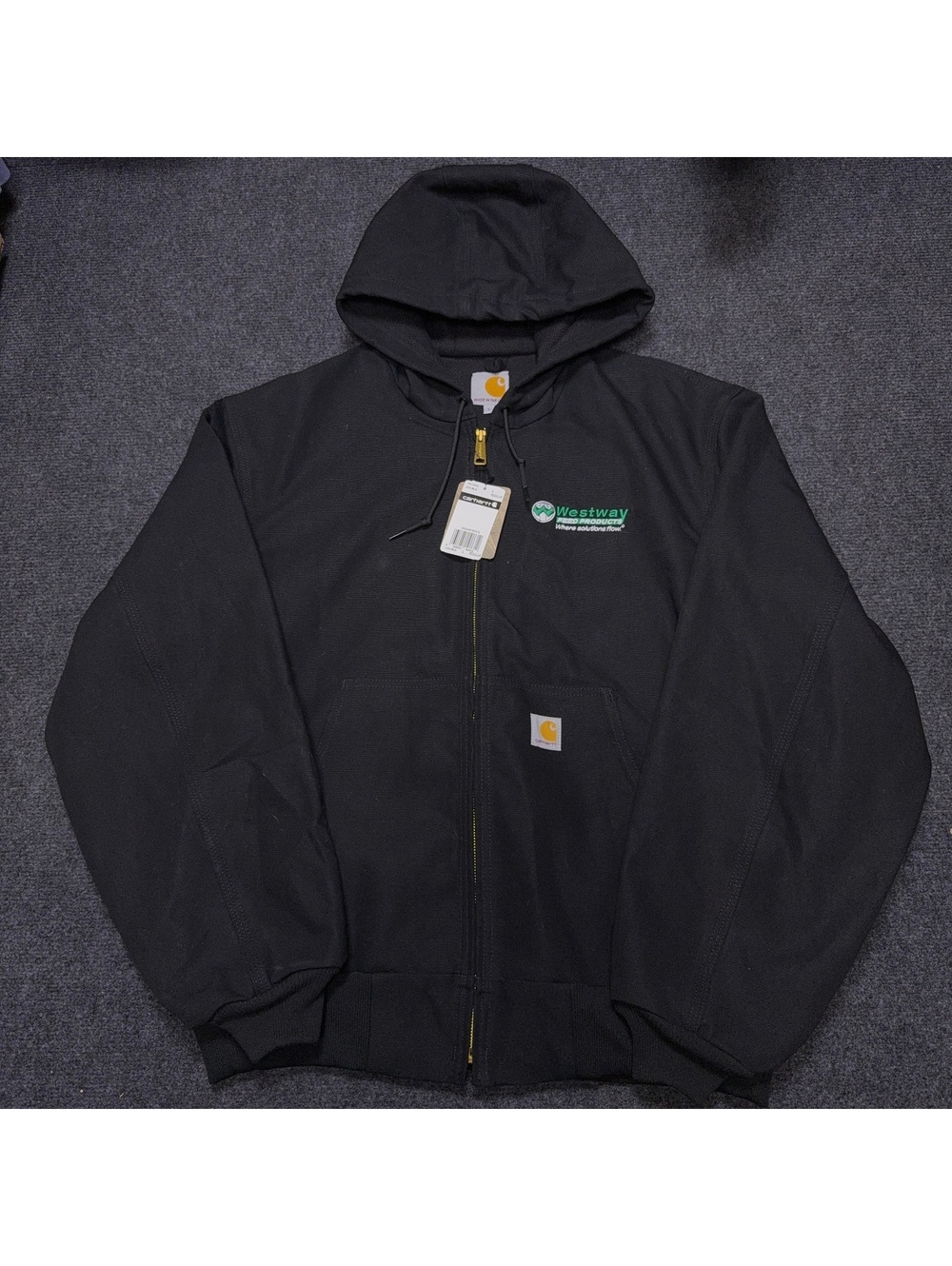 Carhartt Jacket Men's L Black Hooded Canvas INsulated Workwear